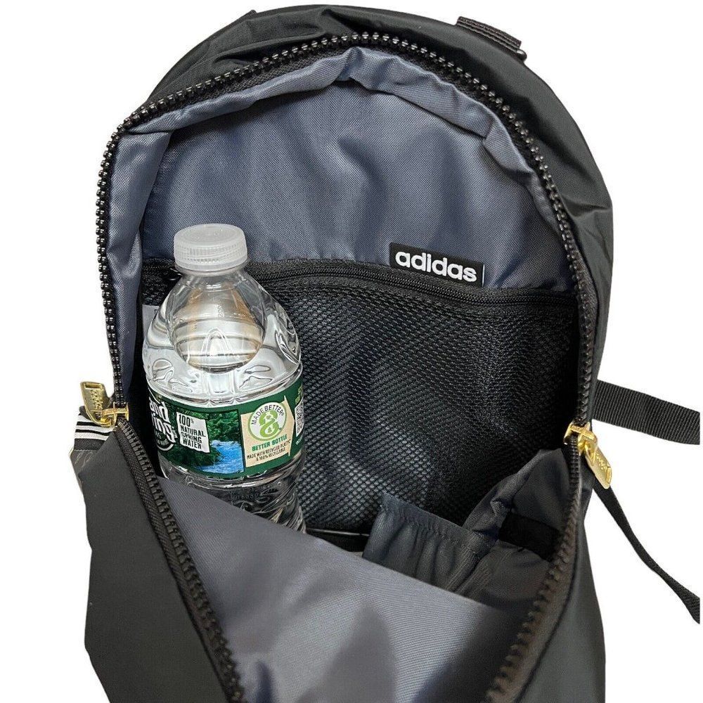 New Adidas Linear Mini Backpack in Black, White and Gold Classic Travel Everyday - Picture 4 of 9